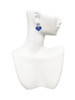 Silver Plated Large Blue Flying Santa Heart with AB Crystals - Crystal Clip on Earrings