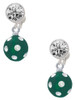 Silver Plated 3-D Frosted Green Resin Ornament with Crystals - Crystal Clip on Earrings: Color Choice - Red, Green, Blue, Purple, Pink, Clear, Black