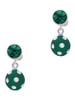 Silver Plated 3-D Frosted Green Resin Ornament with Crystals - Crystal Clip on Earrings