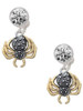 Two-tone 3-D Textured Spider with Legs - Crystal Clip on Earrings: Color Choice - Red, Green, Blue, Purple, Pink, Clear, Black