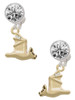 Gold-tone 3-D Flying Bat with Crystals - Crystal Clip on Earrings