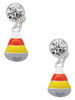 Silver Plated 3-D Enamel Candy Corn - Crystal Clip on Earrings