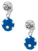 Silver Plated 3-D Frosted Blue Resin Ornament with Crystals - Crystal Clip on Earrings: Color Choice - Red, Green, Blue, Purple, Pink, Clear, Black