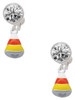 Silver Plated Small 3-D Enamel Candy Corn - Crystal Clip on Earrings