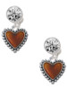 Silver Plated Translucent Brown Heart with Beaded Border - Crystal Clip on Earrings