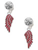 Silver Plated Medium Translucent Red Angel Wing - Crystal Clip on Earrings: Color Choice - Red, Green, Blue, Purple, Pink, Clear, Black