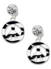 Silver Plated Large Zebra Print Peace Sign - Crystal Clip on Earrings: Color Choice - Red, Green, Blue, Purple, Pink, Clear, Black