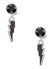 Silver Plated Black Lightning Bolt - Crystal Clip on Earrings