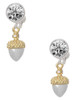 Two-tone Small Acorn with Crystals - Crystal Clip on Earrings