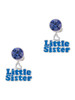 Royal Blue ''Little Sister'' with Heart - Crystal Clip on Earrings