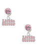Pink ''Little Sister'' with Heart - Crystal Clip on Earrings