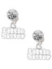 White ''Little Sister'' with Heart - Crystal Clip on Earrings
