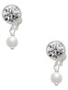 Silver Plated 6mm Glass Imitation Pearl Bead Drop - Crystal Clip on Earrings
