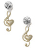 Gold-tone Large Clef with Heart - Crystal Clip on Earrings: Color Choice - Red, Green, Blue, Purple, Pink, Clear, Black
