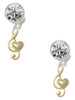 Gold-tone Medium Clef with Heart - Crystal Clip on Earrings