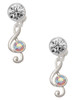 Silver Plated Medium Clef with AB Crystal - Crystal Clip on Earrings