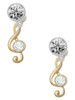 Gold-tone Medium Clef with Crystal - Crystal Clip on Earrings: Color Choice - Red, Green, Blue, Purple, Pink, Clear, Black