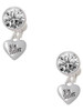 Silver Plated Mini 3-D ''Big Sister'' Heart - Crystal Clip on Earrings