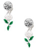 Silver Plated White Rose Flower - Crystal Clip on Earrings