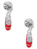 Silver Plated 3-D Red Running Shoe - Crystal Clip on Earrings: Color Choice - Red, Green, Blue, Purple, Pink, Clear, Black