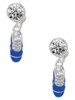 Silver Plated 3-D Blue Running Shoe - Crystal Clip on Earrings: Color Choice - Red, Green, Blue, Purple, Pink, Clear, Black