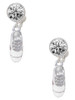 Silver Plated 3-D White Running Shoe - Crystal Clip on Earrings