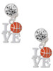 Love with Basketball - Crystal Clip on Earrings