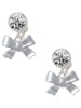 Silver Plated 3-D Textured Bow - Crystal Clip on Earrings