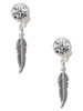 Silver Plated 3-D Feather - Crystal Clip on Earrings