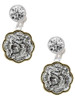 Two-tone Dragon and Phoenix Medallion - Crystal Clip on Earrings