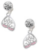 Silver Plated Open Pink Crystal Butterfly Wing - Crystal Clip on Earrings: Color Choice - Red, Green, Blue, Purple, Pink, Clear, Black