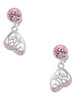 Silver Plated Open Pink Crystal Butterfly Wing - Crystal Clip on Earrings