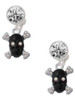 Silver Plated Small Black Resin Skull with AB Crystals - Crystal Clip on Earrings: Color Choice - Red, Green, Blue, Purple, Pink, Clear, Black
