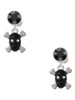 Silver Plated Small Black Resin Skull with AB Crystals - Crystal Clip on Earrings