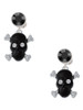 Silver Plated Large Black Resin Skull with Clear Crystals - Crystal Clip on Earrings