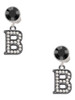 Black Nickeltone Crystal Initial - B - Beaded Border - Crystal Clip on Earrings