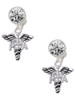 Silver Plated Therapist Caduceus - PTA - Crystal Clip on Earrings