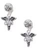 Silver Plated Nurse Caduceus - CNS - Crystal Clip on Earrings
