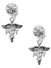 Silver Plated Therapist Caduceus - PT - Crystal Clip on Earrings
