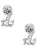 Silver Plated Half Marathon - 13.1 with Pink Crystal - Crystal Clip on Earrings: Color Choice - Red, Green, Blue, Purple, Pink, Clear, Black