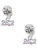 Silver Plated Marathon - 26.2 with Pink Crystal - Crystal Clip on Earrings: Color Choice - Red, Green, Blue, Purple, Pink, Clear, Black