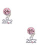 Silver Plated Marathon - 26.2 with Pink Crystal - Crystal Clip on Earrings