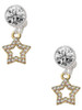 Gold-tone AB Crystal Lucky Star - Crystal Clip on Earrings: Color Choice - Red, Green, Blue, Purple, Pink, Clear, Black