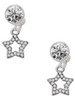 Silver Plated Clear Crystal Lucky Star - Crystal Clip on Earrings: Color Choice - Red, Green, Blue, Purple, Pink, Clear, Black