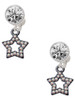Black Nickeltone AB Crystal Lucky Star - Crystal Clip on Earrings: Color Choice - Red, Green, Blue, Purple, Pink, Clear, Black