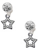 Black Nickeltone Clear Crystal Lucky Star - Crystal Clip on Earrings: Color Choice - Red, Green, Blue, Purple, Pink, Clear, Black