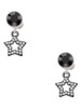 Black Nickeltone Clear Crystal Lucky Star - Crystal Clip on Earrings