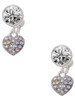 Silver Plated Clear AB Crystal Heart - Crystal Clip on Earrings