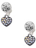 Black Nickeltone Clear AB Crystal Heart - Crystal Clip on Earrings