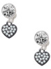 Black Nickeltone Clear Crystal Heart - Crystal Clip on Earrings: Color Choice - Red, Green, Blue, Purple, Pink, Clear, Black